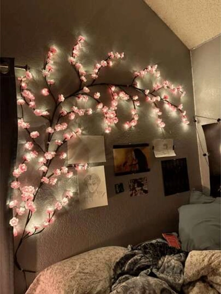 1pc Cherry Blossom Branch Lamp, USB Powered, Button Control, 8 Lighting Modes, Suitable For Indoor/Outdoor Decor, Wedding, Wall Decor, Party Atmosphere, Valentine's Day, Christmas Gift, Birthday Graduation Ceremony - Size 70cm 20LED