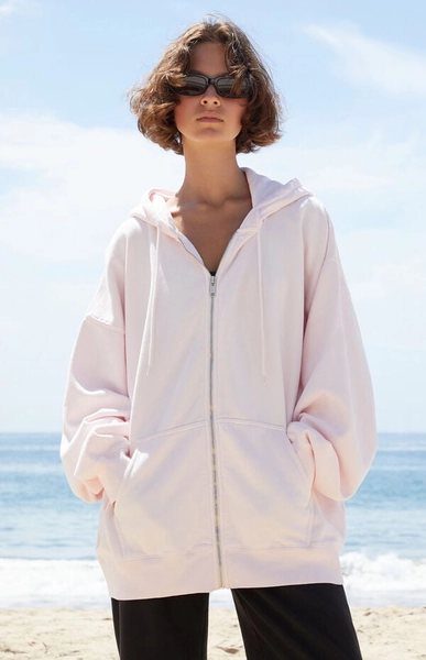 Pink Christy Full Zip Oversized Hoodie