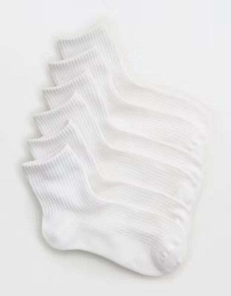 Aerie Basic Cotton Ribbed Quarter Sock 3-Pack