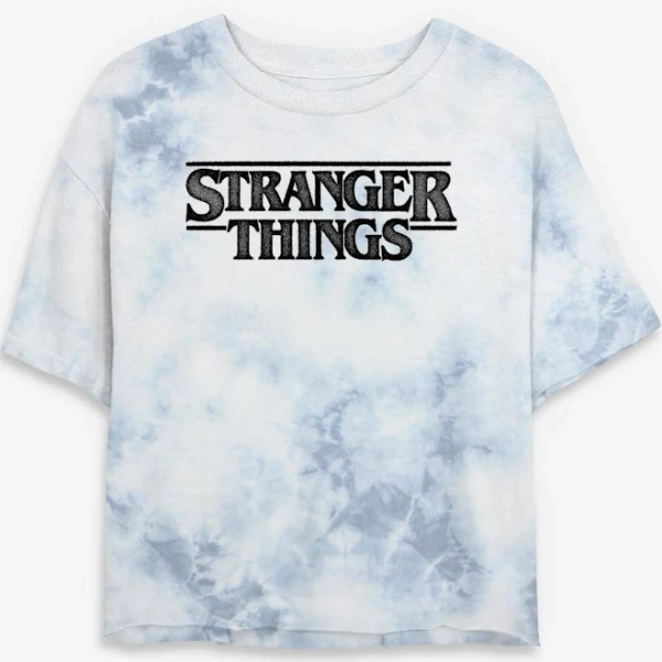Stranger Things Pointillism Logo Girls Tye-Dye Crop Graphic T-Shirt