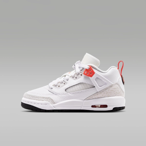 Chaussure Jordan Spizike Low pour ado - Blanc/Vast Grey/Noir/Bright Crimson - Size 3.5Y