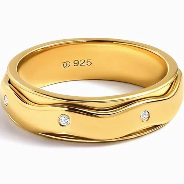 moon magic White Zircon Fidget Ring Spinning Clarity 18kt Gold Vermeil