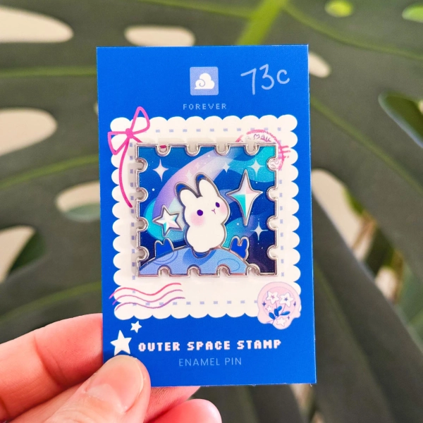 Enamel Pin - Rabbit in Outerspace Stamp