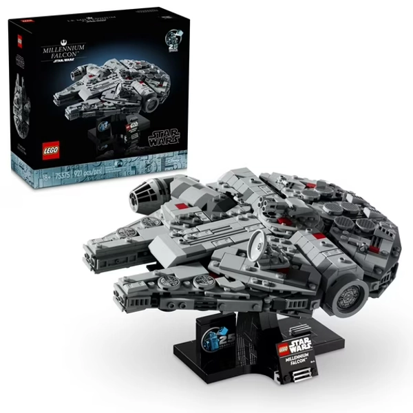 LEGO Star Wars: A New Hope Millennium Falcon 25th Anniversary Buildable Starship Model, Collectible Star Wars Home Décor, Building Set for Adults, Gift Idea for Star Wars Fans, 75375