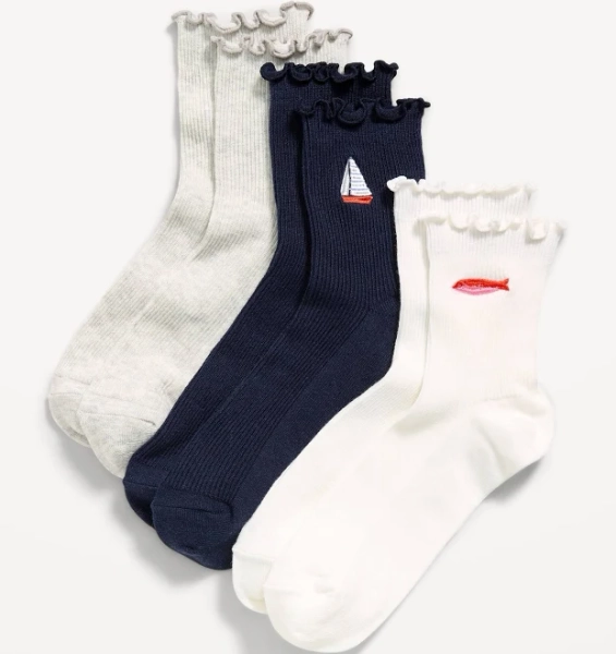 Old Navy Women's Ruffled Crew Socks 3-Pack