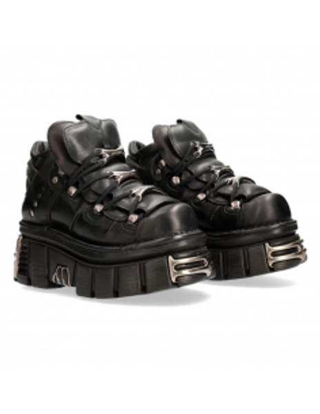 ANKLE BOOT BLACK TOWER WITH LACES M-106-S112