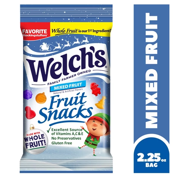 Welch's Fruit Snacks, Holiday Mixed Fruit, 2.25oz Bag