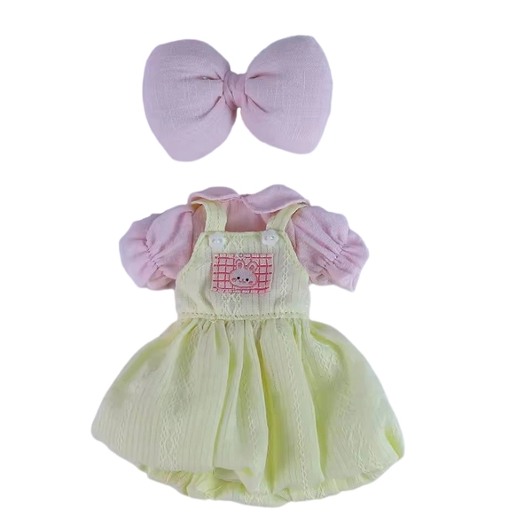 Neo Blythe Doll Pastel Overall Dress & Bow Outfit