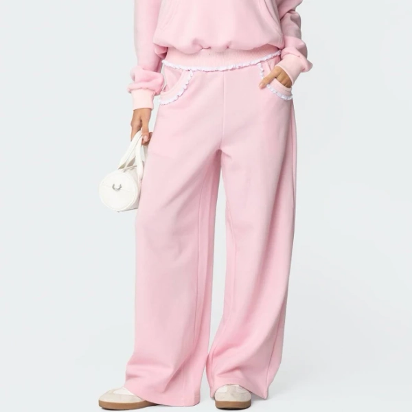 Edikted Women's Ashtin Ruffle Trim Sweatpants