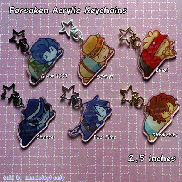FORSAKEN Acrylic Keychain 2.5 inch - Roblox 007n7 TwoTime Chance Shedletsky Guest1337 Elliot