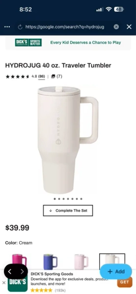 HYDROJUG 40 oz. Traveler Tumbler
