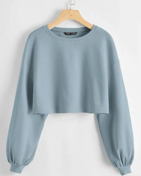 SHEIN Oversized Ribbed Crop Tee