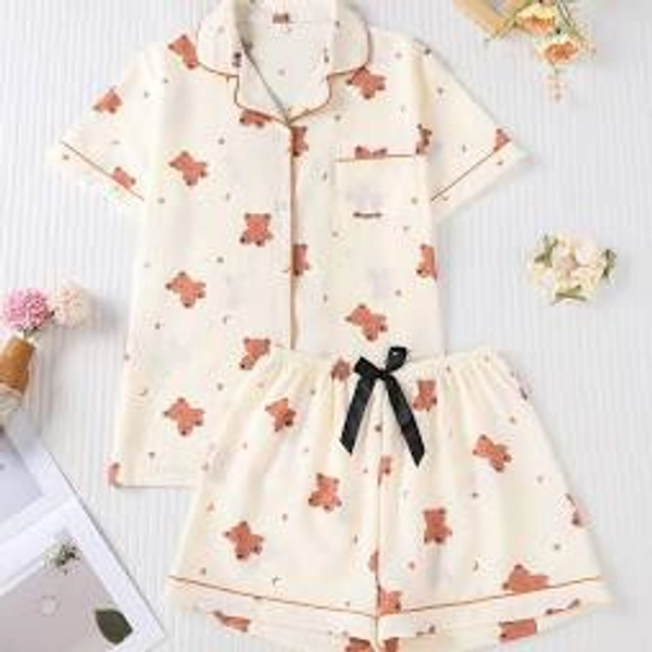 Teen Girl Bear Print Pajama Set