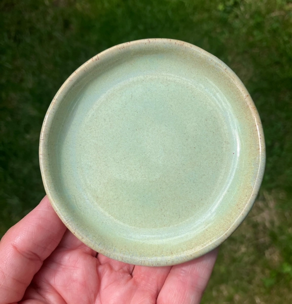 Handmade ceramic light green trinket dish