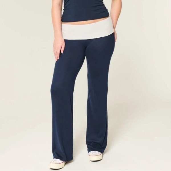Hollister Foldover Waist Knit Flare Pants