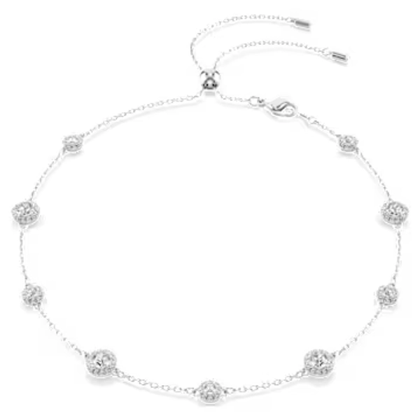 Una Angelic necklace, Round cut, Double sided motifs, White, Rhodium plated