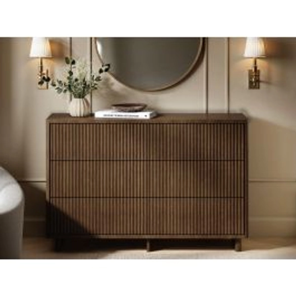 SOLACE+CO Velmor Ribbed Chest of 6 Drawers Walnut