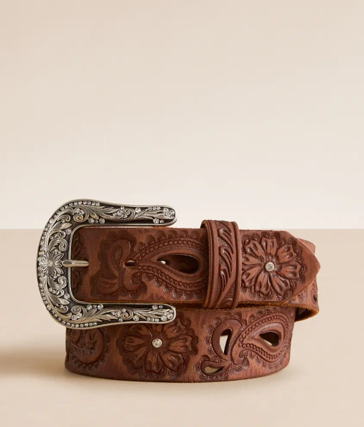 Angel Ranch Floral Embossed Belt - Women's Belts in Tan | Buckle