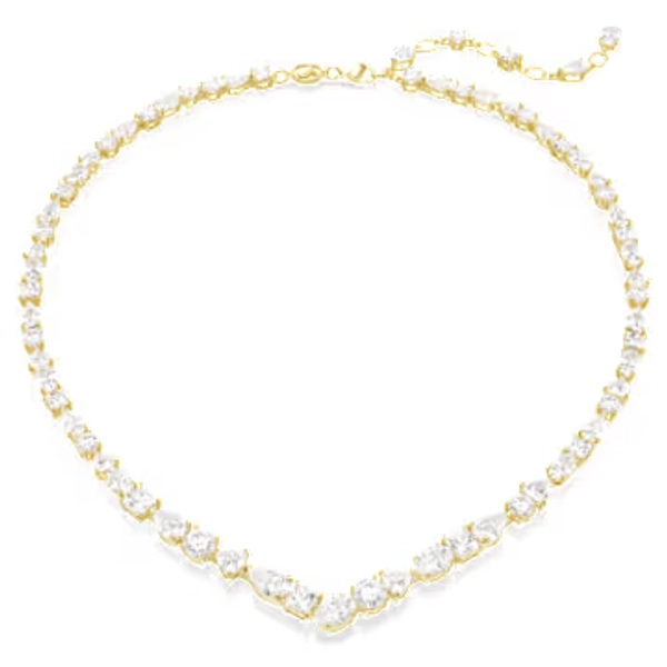 Mesmera necklace, Mixed cuts, White, 18K gold finish
