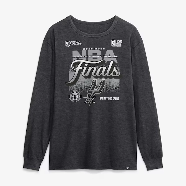 Men's San Antonio Spurs Fanatics Charcoal 2026 NBA Western Conference Champions Locker Room Long Sleeve T-Shirt