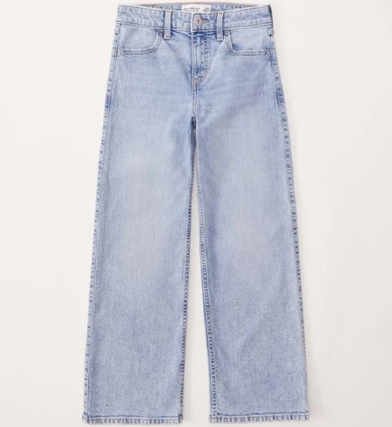 Abercrombie Kids Girls High Rise Wide Leg Jeans