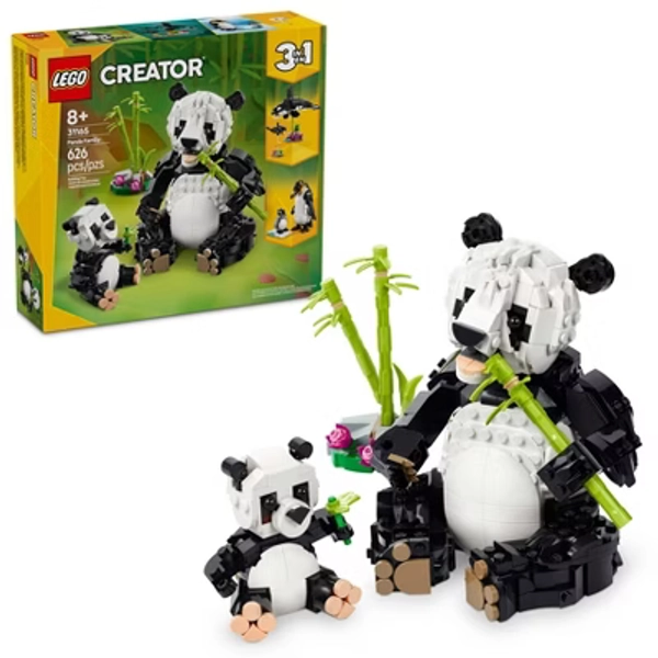 LEGO Creator 3 in 1 Wild Animals Panda Family Building Toy with 3 Building Options, Panda, Penguin, or Orca 31165
