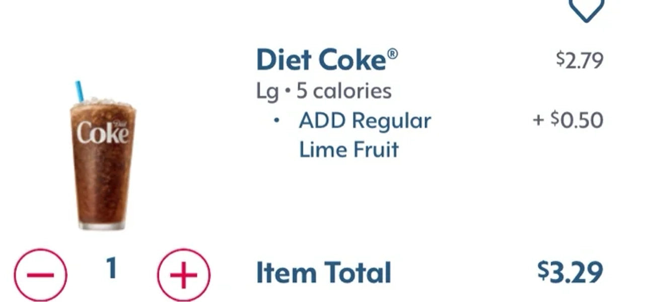 Sonic Diet Coke w/ lime 