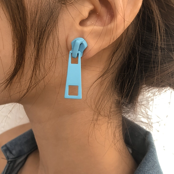Fashionable Design  Zipper Lock Earrings, Simple and Elegant Multi-Color Earrings