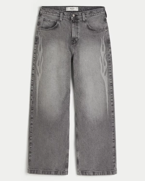Flame Graphic Super Baggy Jeans