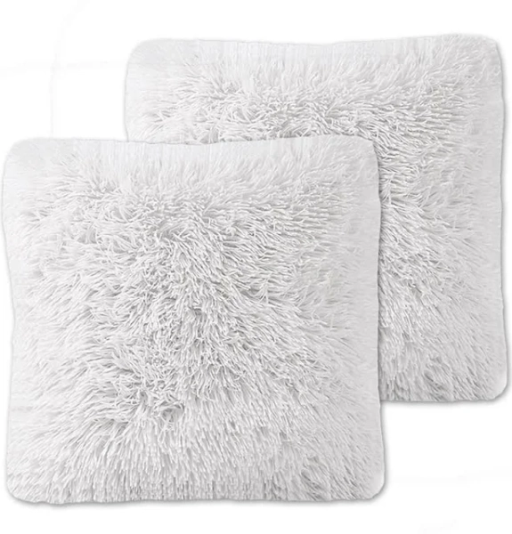 Sweet Home Collection 2-Pack Very Soft & Comfy Plush Long Faux Fur Throw Pillows