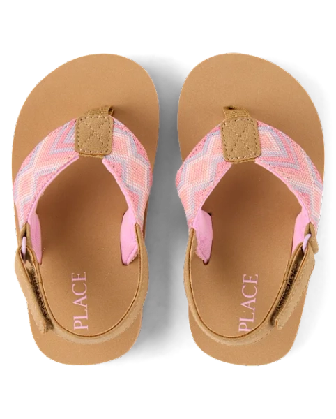 Toddler Girls Embroidered Flip Flops - Multi