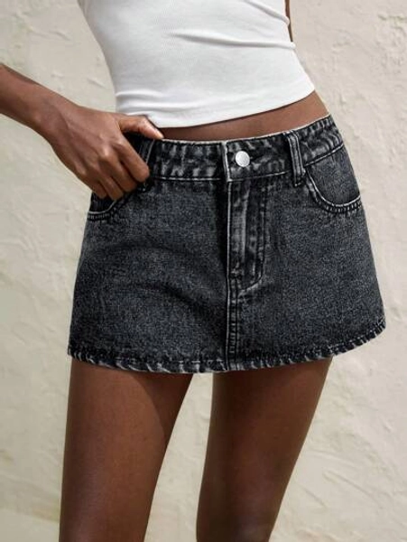 Maija Women's Denim Mini Skirt, Y2K Style , Music Concert Apparel, Back-To-School Streetwear,Autumn Outfits For Women, Christmas Women's Clothing