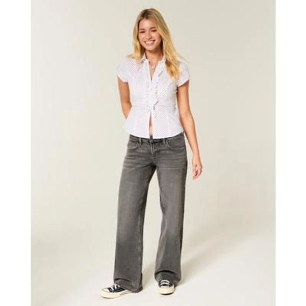 Low-Rise Grey Baggy Jeans