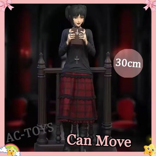 Estátua de Fan Art de Mikasa Ackerman de Attack on Titan - Estilo Igreja Gótica com Cruz e Livro