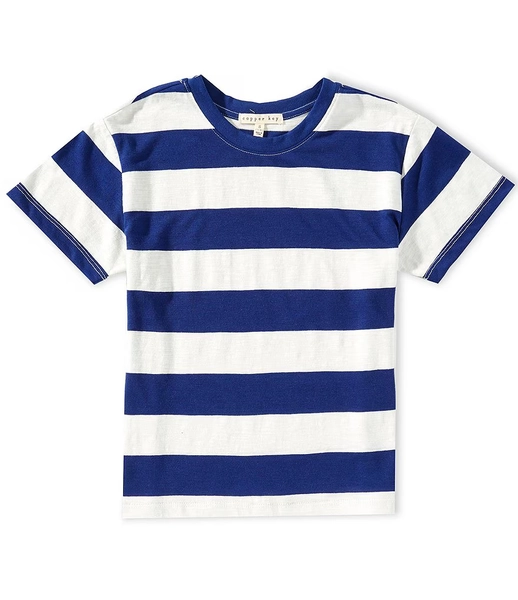 Copper Key Big Girls Short Sleeve Big Stripe Relaxed Boxy T-Shirt