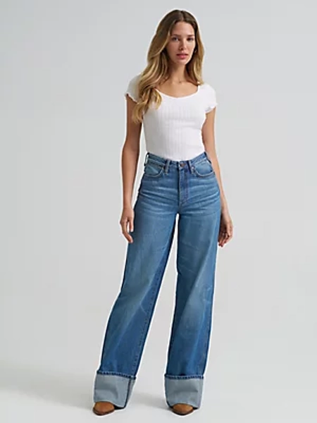 Women's Wrangler Retro® Bailey High Rise Wide Leg Cuffed Jean | Women's JEANS | Wrangler®