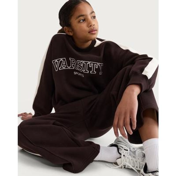 F&F Active Girls AFTERCLASS 2-Piece Slogan Sweatshirt and Joggers Set in Brown, 7-8 Years
