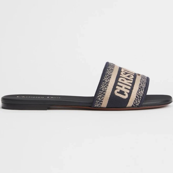 Women Dior Dway Embroidered Cotton Slide
