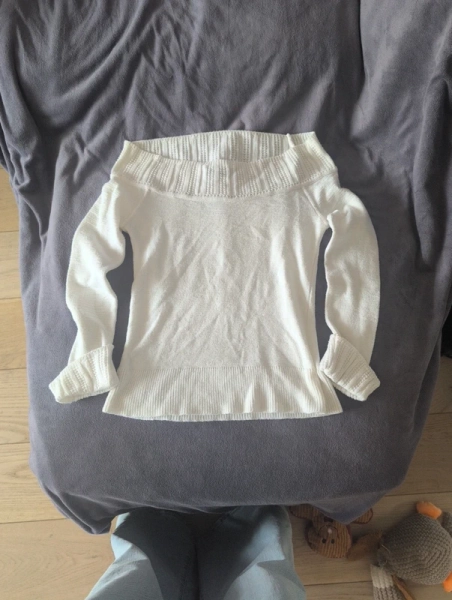 Morgan de Toi Y2K Ivory Bardot Jumper – Off Shoulder Knit