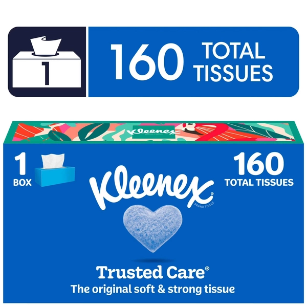 Kleenex Trusted Care 2-Ply Flat Box Facial Tissues, 1 Pack (160 Total Tissues) - Walmart.com