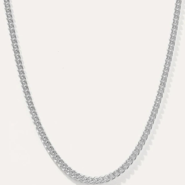 Quince Cuban Curb Chain Necklace in Sterling Silver and Gold Vermeil