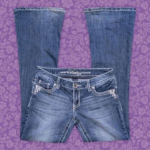 2000s Vanity Blue Y2K Low-Rise Bootcut Denim Jeans...