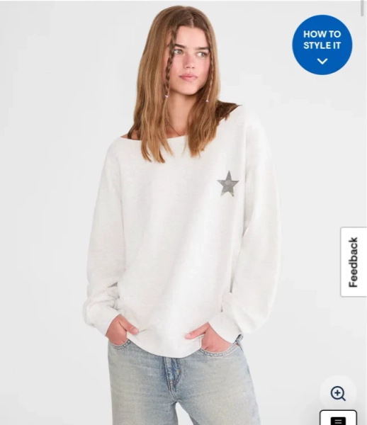 Cloud Soft Camo Star Off-The-Shoulder Sweatshirt