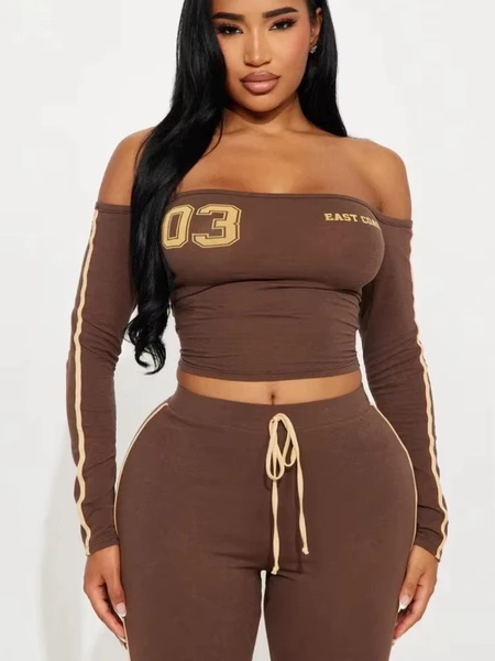Hot girl fashion trend suit irregular side length pants long sleeved off shoulder women's clothing spring and summer - AliExpress 200000345