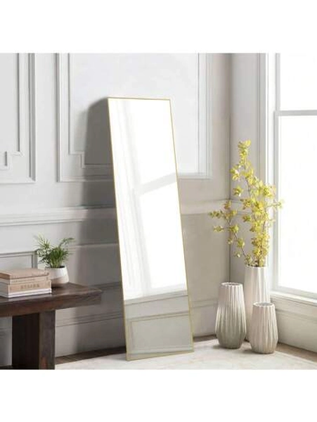 Horshod Mirror Full Length, 21"X64" Body Wall Mirrors With Shatter-Proof Glass, Floor Standing, Hanging Or Leaning, Tall Mirror With Stand Aluminum Alloy Frame For Bedroom Cloakroom Best Gifts Home Decor Back To School Room Decor School Supplies