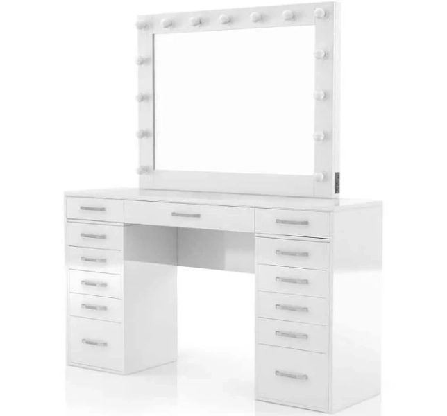 Crossroads White Vanity Table with 1 Mirror and 2 Cabinet