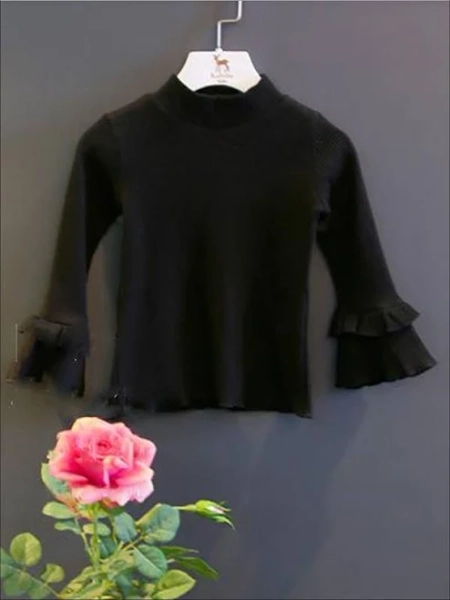 Girls Double Flare Sleeve Knit Top