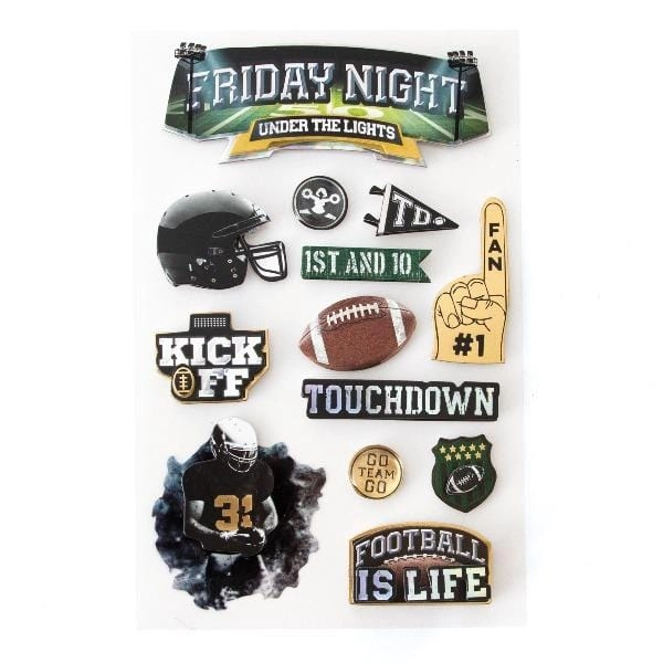 Scrapbook Stickers - 3D Football Friday Lights