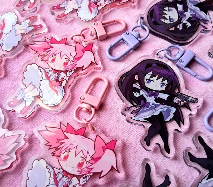 Madoka / Homura Keychains | Acrylic Charm | 2.5" Double-Sided