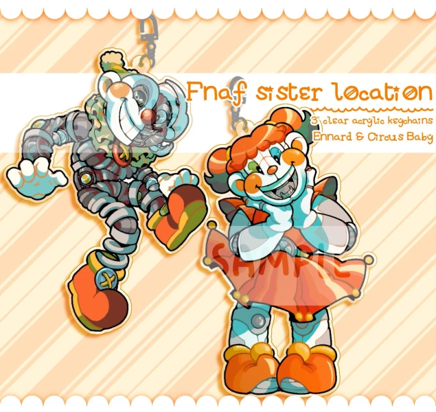Fnaf Sister Location Circus Baby & Ennard 3” Keychains
